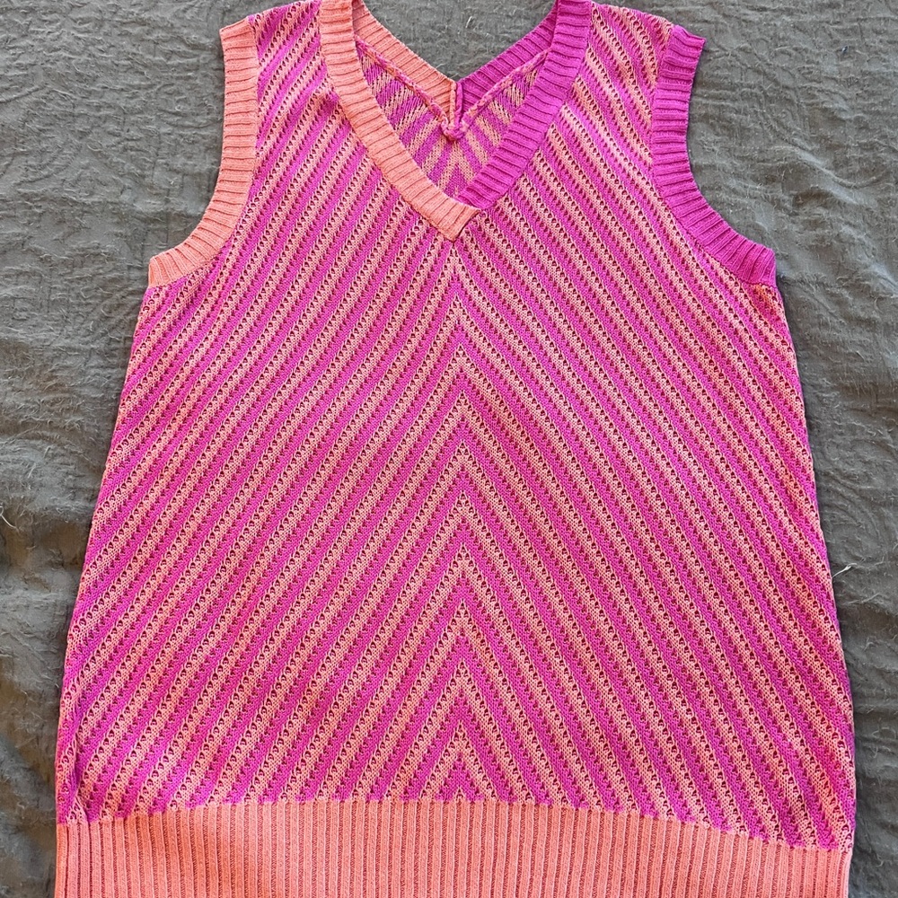 Y2K Top Women’s Bright Colorful Retro Groovy Academia Crochet Sweater Vest